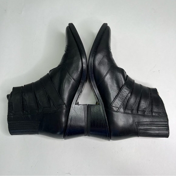 TOGA Pulla Black Leather Western Metal Buckle Ankle Boots Festival Booties - Picture 9 of 16